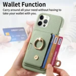 Litchi Leather Oil Edge Ring Card Back Phone Case, For iPhone 12 Pro, For iPhone 12 mini - Image 5