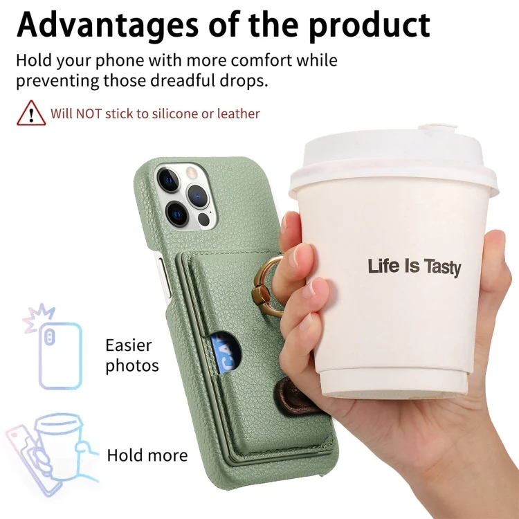 SYA002368014A_5.webp Litchi Leather Oil Edge Ring Card Back Phone Case, For iPhone 12 Pro, For iPhone 12 mini - Image 7