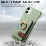 Litchi Leather Oil Edge Ring Card Back Phone Case, For iPhone 12, For iPhone 12 Pro Max - Image 3