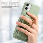 Litchi Leather Oil Edge Ring Card Back Phone Case, For iPhone 12, For iPhone 12 Pro Max - Image 4
