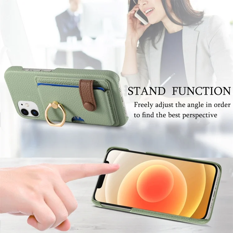 SYA002368015A_4.webp Litchi Leather Oil Edge Ring Card Back Phone Case, For iPhone 12, For iPhone 12 Pro Max - Image 6
