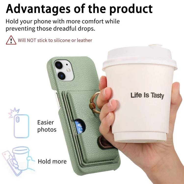 SYA002368015A_5.webp Litchi Leather Oil Edge Ring Card Back Phone Case, For iPhone 12, For iPhone 12 Pro Max - Image 7