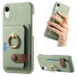 Litchi Leather Oil Edge Ring Card Back Phone Case, For iPhone XR