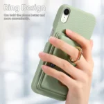 Litchi Leather Oil Edge Ring Card Back Phone Case, For iPhone XR - Image 4