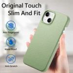 Litchi Oil Edge Leather Back Phone Case, For iPhone 15 Plus, For iPhone 15 - Image 4