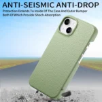 Litchi Oil Edge Leather Back Phone Case, For iPhone 15 Plus, For iPhone 15 - Image 6