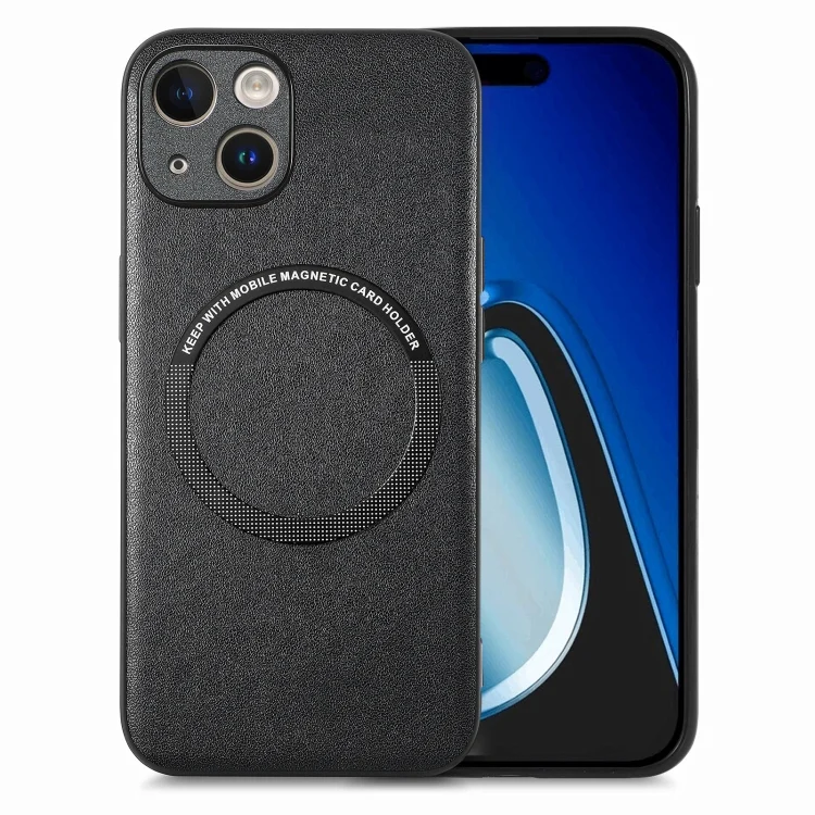 SYA002368503A.webp Solid Color Leather Skin Back Phone Case, For iPhone 15 Plus, For iPhone 15 - Image 1