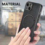 Solid Color Leather Skin Back Phone Case, For iPhone 15 Plus, For iPhone 15 - Image 5