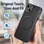Solid Color Leather Skin Back Phone Case, For iPhone 15 Plus, For iPhone 15 - Image 6