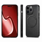 Solid Color Leather Skin Back Phone Case, For iPhone 15 Pro Max, For iPhone 15 Pro - Image 2