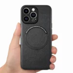 Solid Color Leather Skin Back Phone Case, For iPhone 15 Pro Max, For iPhone 15 Pro - Image 3