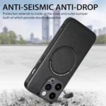 Solid Color Leather Skin Back Phone Case, For iPhone 15 Pro Max, For iPhone 15 Pro - Image 4