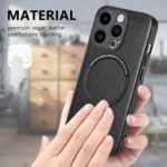 Solid Color Leather Skin Back Phone Case, For iPhone 15 Pro Max, For iPhone 15 Pro - Image 5