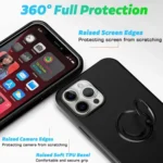Ring Kickstand Silicone Phone Case, For iPhone 15 - Image 4