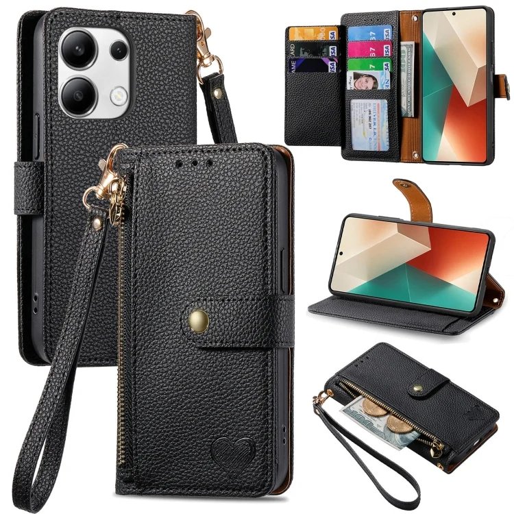 SYA002377204A.webp Love Zipper Lanyard Leather Phone Case, For Xiaomi Redmi Note 13 4G, For Xiaomi Redmi 13C 5G, For Xiaomi 14 Ultra - Image 1