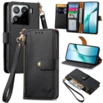 Love Zipper Lanyard Leather Phone Case, For Xiaomi 15, For Xiaomi Redmi Note 14 5G, For Xiaomi Redmi Note 14 Pro+ 5G