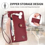 Love Zipper Lanyard Leather Phone Case, For Xiaomi Redmi Note 13 5G, For Xiaomi Redmi Note 13 Pro 5G, For Xiaomi 13T - Image 3