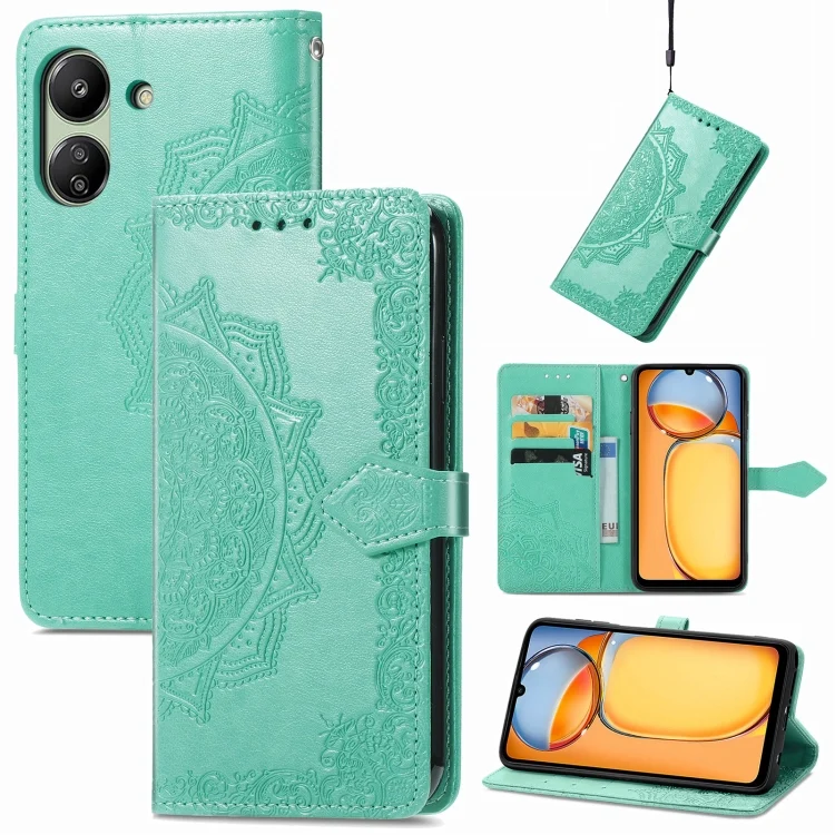 Mandala Flower Embossed Leather Phone Case, For Xiaomi Redmi 13C, For Xiaomi Redmi Note 13 Pro+, For Xiaomi Redmi 12 5G