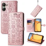Cat and Dog Embossed Leather Phone Case, For Xiaomi Redmi 13C, For Xiaomi Redmi Note 13 Pro+