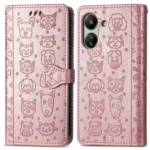 Cat and Dog Embossed Leather Phone Case, For Xiaomi Redmi 13C, For Xiaomi Redmi Note 13 Pro+ - Image 3