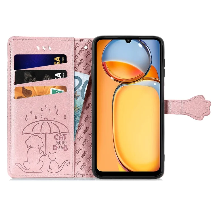 SYA002383303A_2.webp Cat and Dog Embossed Leather Phone Case, For Xiaomi Redmi 13C, For Xiaomi Redmi Note 13 Pro+ - Image 4