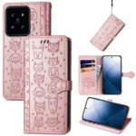 Cat and Dog Embossed Leather Phone Case, For Xiaomi 14, For Xiaomi Redmi Note 13