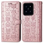 Cat and Dog Embossed Leather Phone Case, For Xiaomi 14, For Xiaomi Redmi Note 13 - Image 3