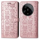 Cat and Dog Embossed Leather Phone Case, For Xiaomi 14 Ultra, For  Xiaomi 14 Pro - Image 3