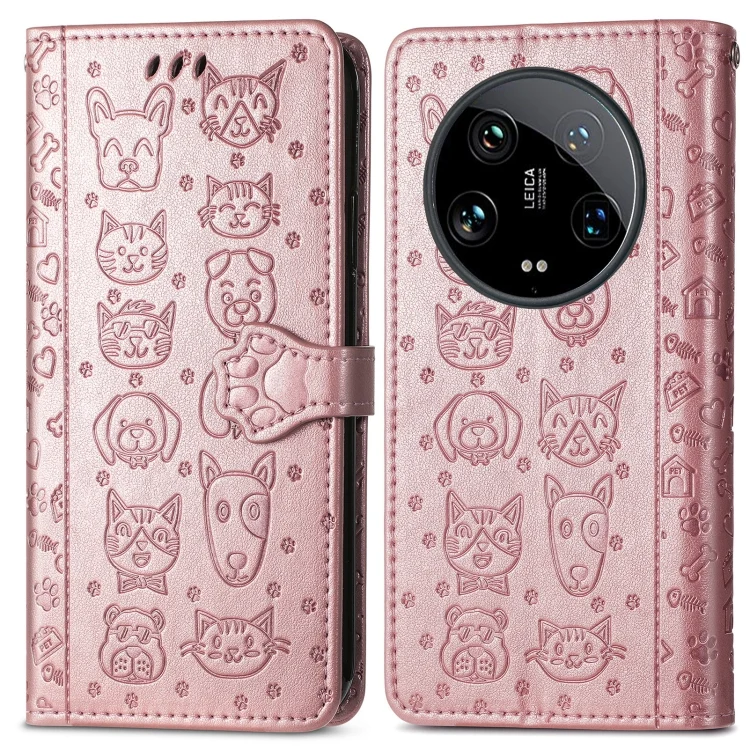 SYA002383310A_1.webp Cat and Dog Embossed Leather Phone Case, For Xiaomi 14 Ultra, For  Xiaomi 14 Pro - Image 3