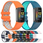 For Fitbit Charge 6 Dual Color Breathable Silicone Watch Band - Image 2