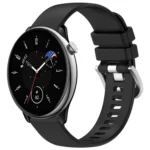 20mm Liquid Glossy Silver Buckle Silicone Watch Band