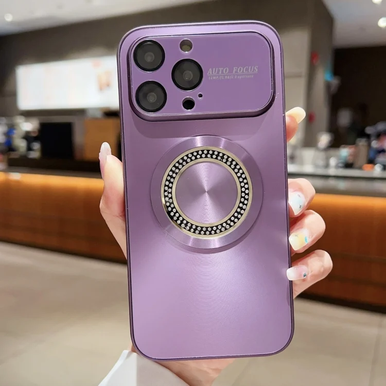 Large Window Diamond Magnifier Magnetic Phone Case, For iPhone 15 Pro Max, For iPhone 15 Pro