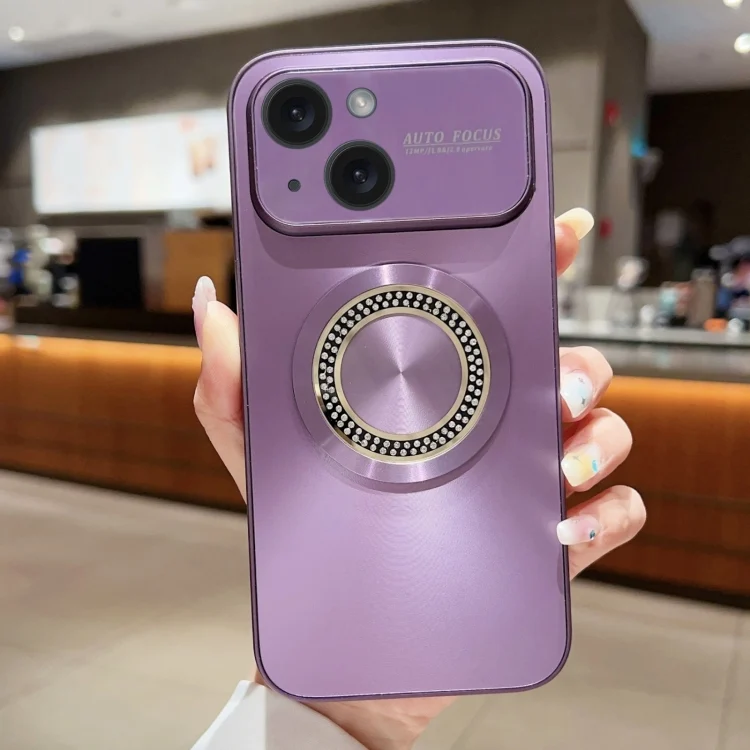 Large Window Diamond Magnifier Magnetic Phone Case, For iPhone 15 Plus, For iPhone 15