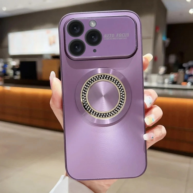 Large Window Diamond Magnifier Magnetic Phone Case, For iPhone 11 Pro Max, For iPhone 11