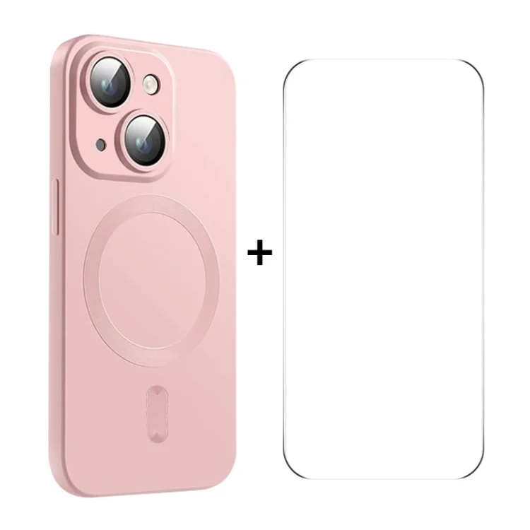 ENKAY MagSafe Matte TPU Phone Case with Lens Film & Screen Glass Film, For iPhone 15 Plus, For iPhone 15