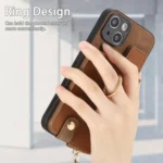 Cross Leather Ring Vertical Zipper Wallet Back Phone Case, For iPhone 15 Pro Max, For iPhone 15 Pro, For iPhone 15 Plus - Image 4