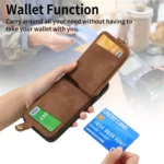 Cross Leather Ring Vertical Zipper Wallet Back Phone Case, For iPhone 15, For iPhone 14 Plus, For iPhone 14 - Image 3