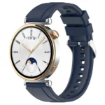 Official Steps Style Silver Buckle Silicone Watch Band