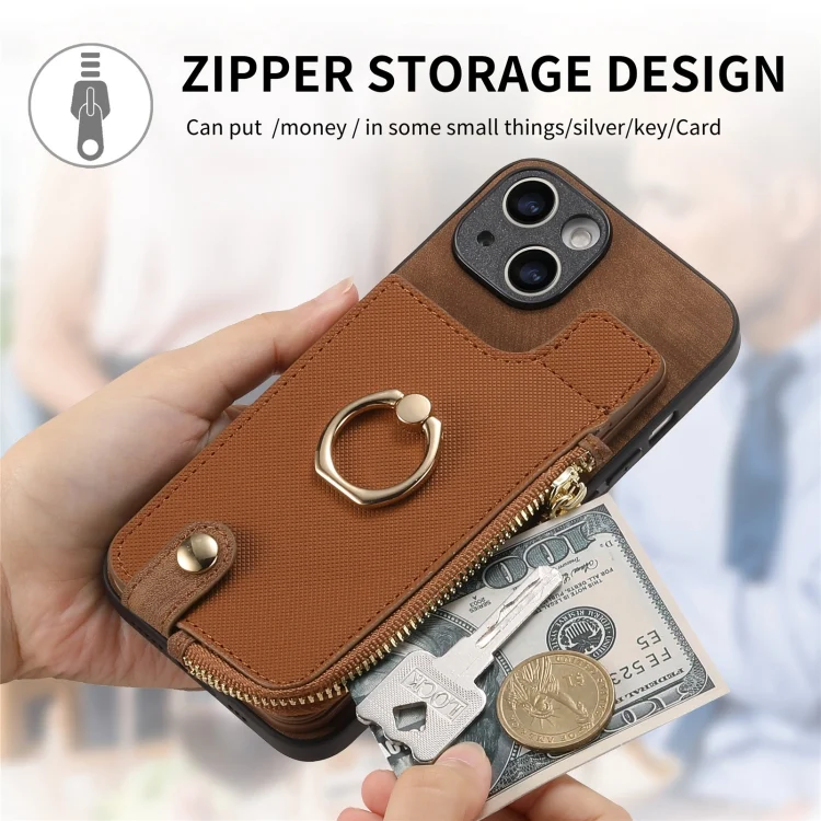 SYA002422302A_5.webp Cross Leather Ring Vertical Zipper Wallet Back Phone Case, For iPhone 6 Plus / 6s Plus, For iPhone 6 / 6s - Image 7