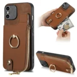 Cross Leather Ring Vertical Zipper Wallet Back Phone Case, For iPhone XS Max, For iPhone X / XS, For iPhone 7 Plus / 8 Plus