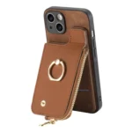 Cross Leather Ring Vertical Zipper Wallet Back Phone Case, For iPhone 11, For iPhone 11 Pro, For iPhone XR - Image 4