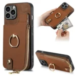 Cross Leather Ring Vertical Zipper Wallet Back Phone Case, For iPhone 12 Pro Max, For iPhone 12 Pro, For iPhone 11 Pro max