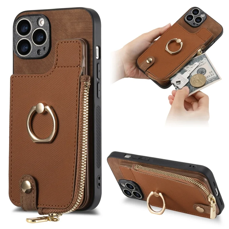 Cross Leather Ring Vertical Zipper Wallet Back Phone Case, For iPhone 12 Pro Max, For iPhone 12 Pro, For iPhone 11 Pro max