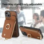 Cross Leather Ring Vertical Zipper Wallet Back Phone Case, For iPhone 13 Pro, For iPhone 13, For iPhone 12 - Image 8