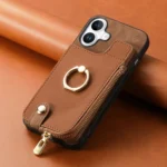 Cross Leather Ring Vertical Zipper Wallet Back Phone Case, For iPhone 16, For iPhone 7 / 8 / SE 2022, For iPhone 13 Pro Max - Image 3