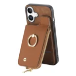 Cross Leather Ring Vertical Zipper Wallet Back Phone Case, For iPhone 16, For iPhone 7 / 8 / SE 2022, For iPhone 13 Pro Max - Image 4