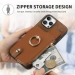 Cross Leather Ring Vertical Zipper Wallet Back Phone Case, For iPhone 16, For iPhone 7 / 8 / SE 2022, For iPhone 13 Pro Max - Image 8