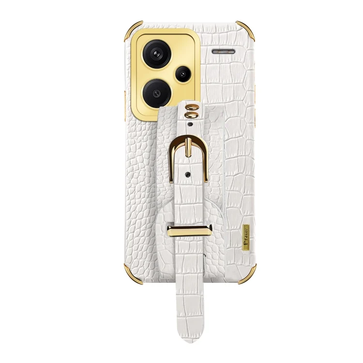 Electroplated Wrist Strap Crocodile Leather Back Phone Case, For Xiaomi Redmi Note 13 Pro+