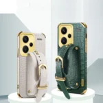 Electroplated Wrist Strap Crocodile Leather Back Phone Case, For Xiaomi Redmi Note 13 Pro+ - Image 3