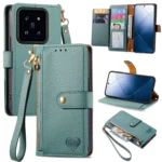Love Zipper Lanyard Leather Phone Case, For Xiaomi 14 Pro, For Xiaomi 14, For Xiaomi Redmi 13C